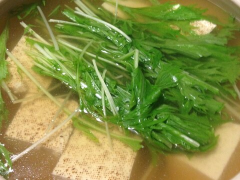 水菜の湯豆腐♪簡単レシピ